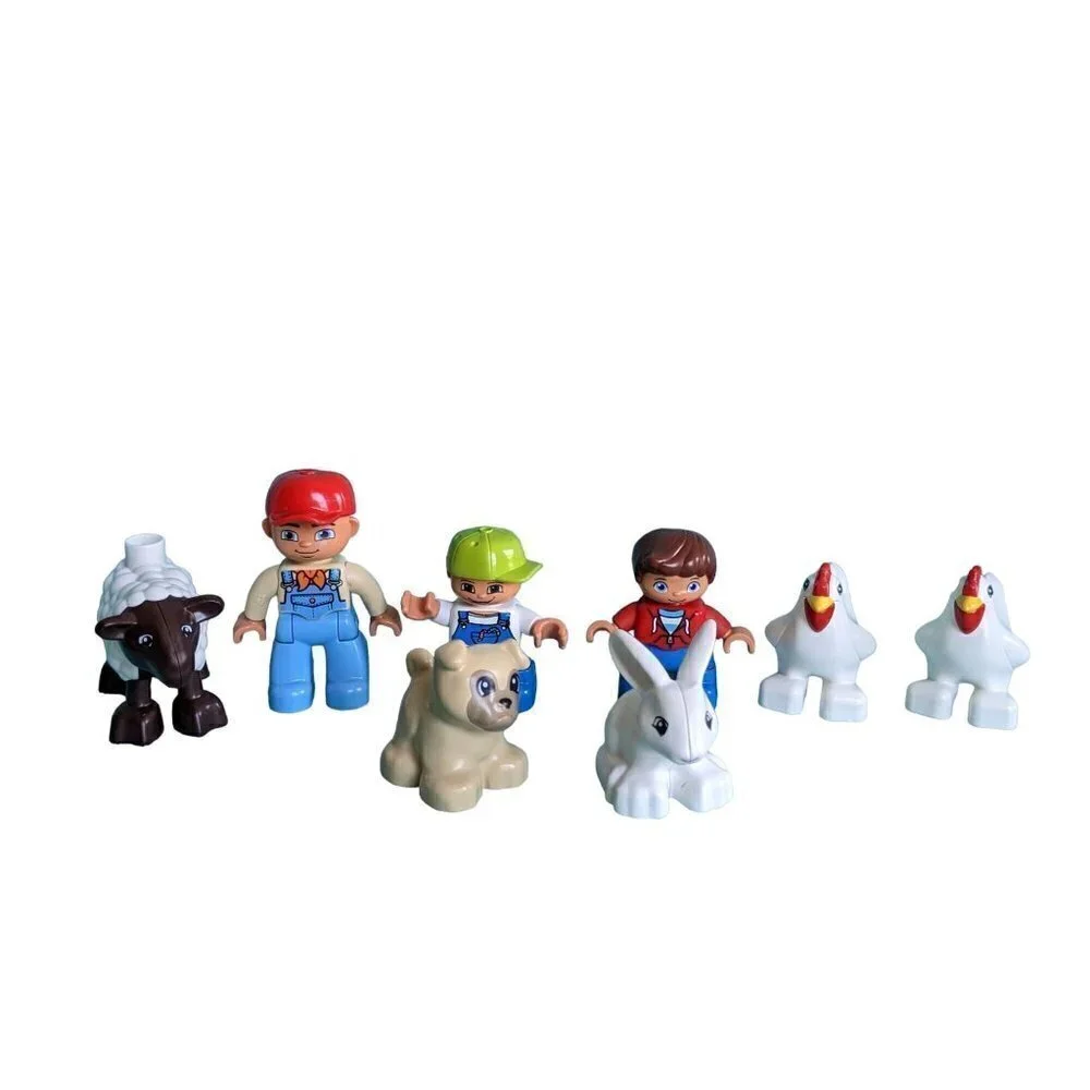 8 Piece Lego Duplo Town Farm Animals People Figurines Replacements Bundle Lot